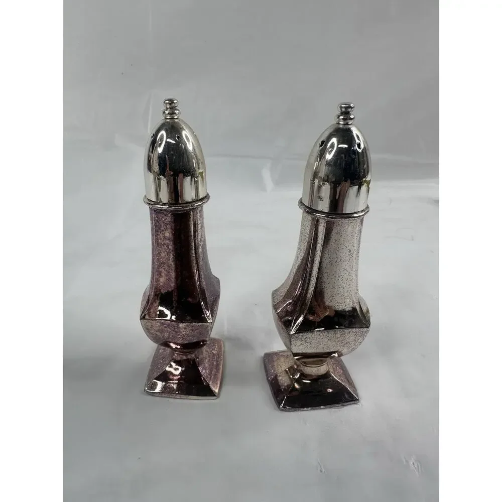 Vintage Oneida Silver Plate Salt & Pepper Shakers Pair Elegant Design Japan
